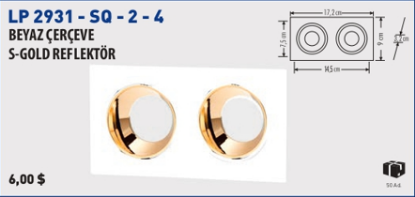 Lampist İkili Kare Beyaz Çerçeve S-Gold Reflektör resmi