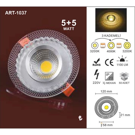 Artı Led 5+5W Camlı Spot resmi