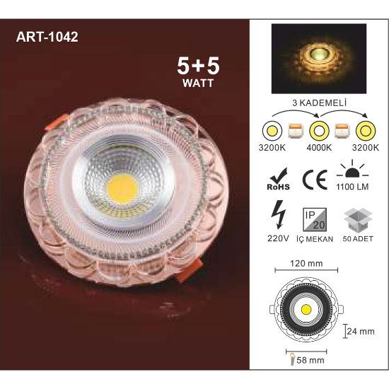 Artı Led 5+5W Camlı Spot resmi