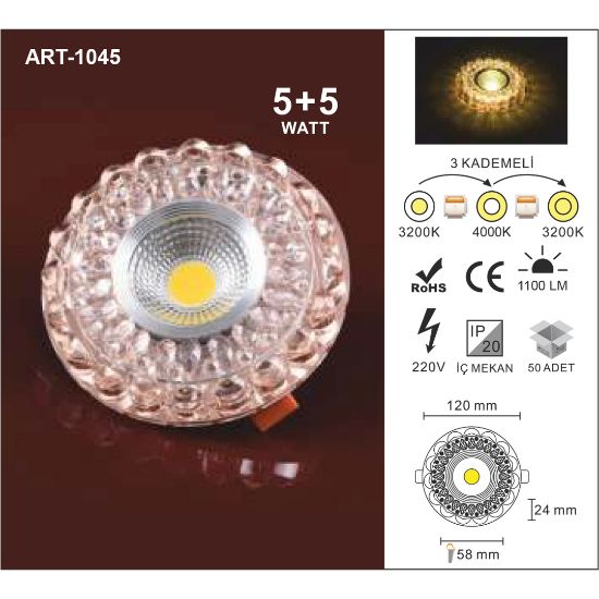 Artı Led 5+5W Camlı Spot resmi