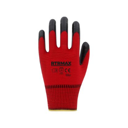 Rtrmax Nitril Kaplı Polyester Eldiven (9" - Kırmızı/Siyah) resmi