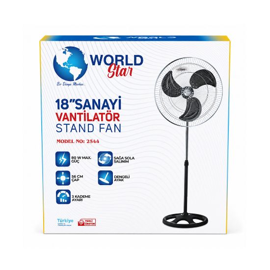World Star 18" Sanayi Tipi Vantilatör (3 Kanatlı, Metal) resmi