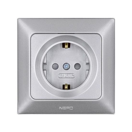 Nead Aras Gümüş Çocuk Korumalı Topraklı Priz resmi