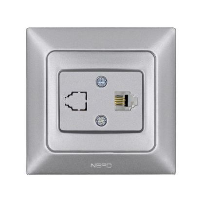 Nead Aras Gümüş Tekli Nümeris Telefon Prizi resmi