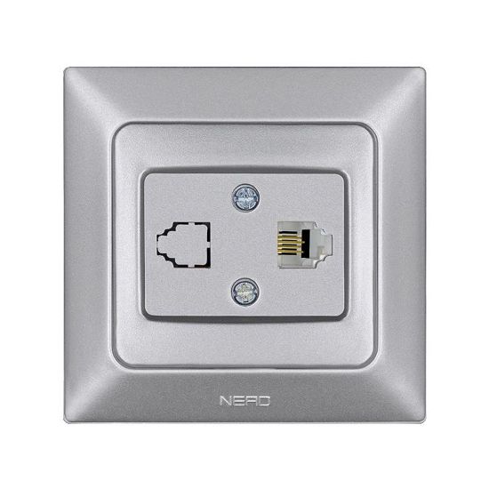 Nead Aras Gümüş Tekli Nümeris Telefon Prizi resmi