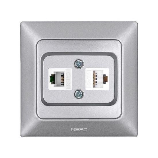 Nead Aras Gümüş Data+Nümeris Priz (CAT6+CAT3) resmi