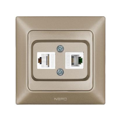 Nead Aras Metalik Bej Data+Nümeris Priz (CAT5+CAT3) resmi
